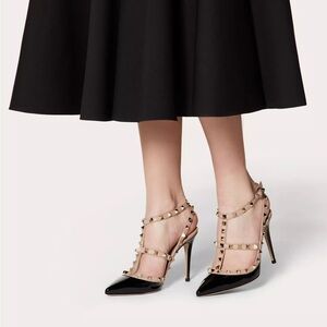 Valentino Authetic PATENT ROCKSTUD CAGED PUMP 100MM